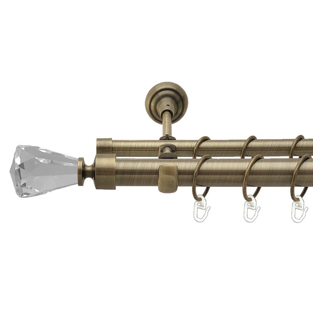 Карниз металевий Orvit Лучетта дворядний відкритий/гладка труба/кільце металеве Антик 25/16 мм 240 см (4290742)