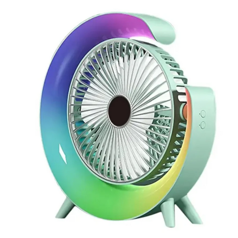 Вентилятор компактный настольный с RGB-подсветкой USB Зеленый (2598228292) - фото 3