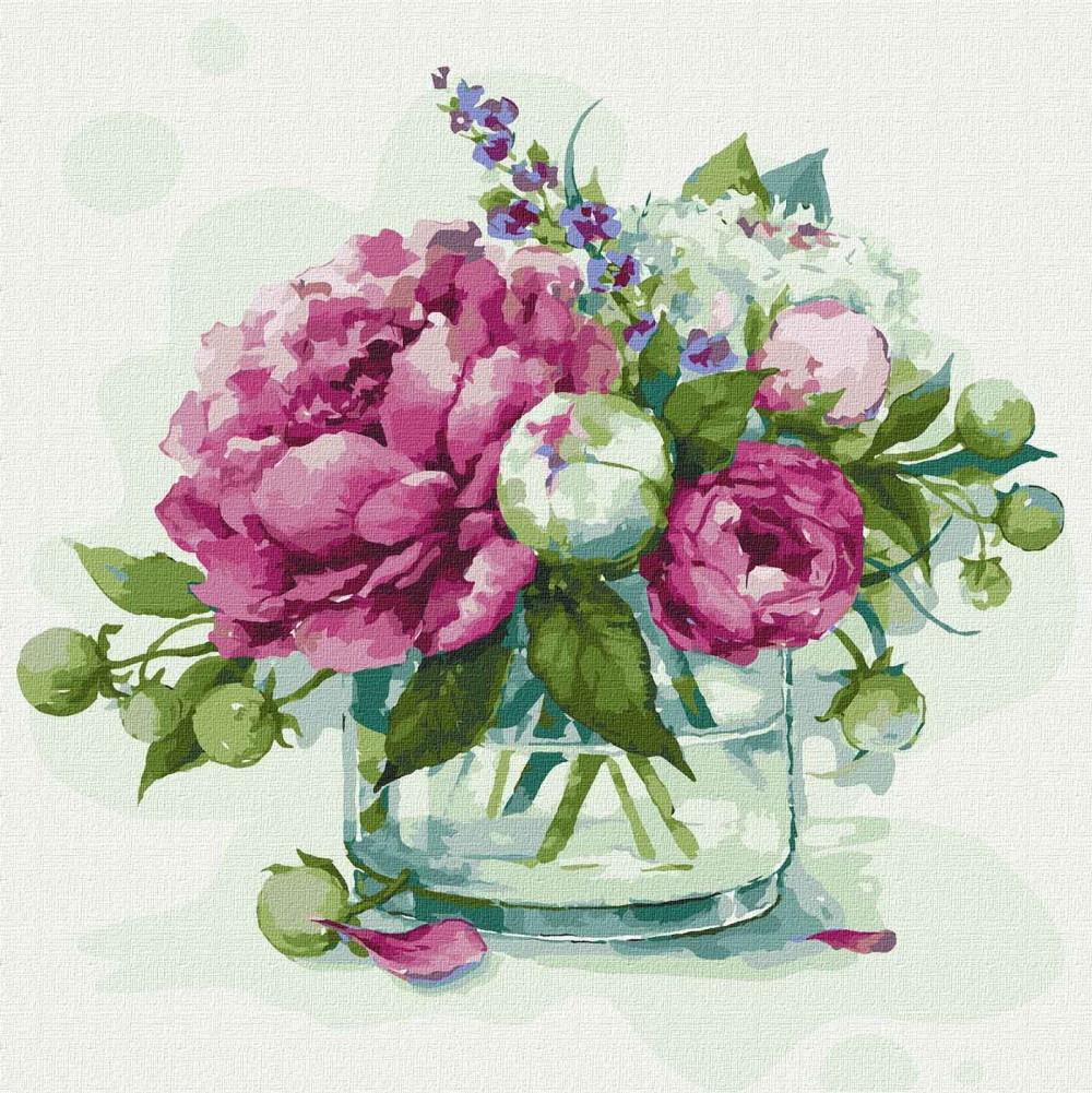 Картина по номерам ТМ Идейка Сказочные пионы 25х25 см в термопакете (KHO2970)