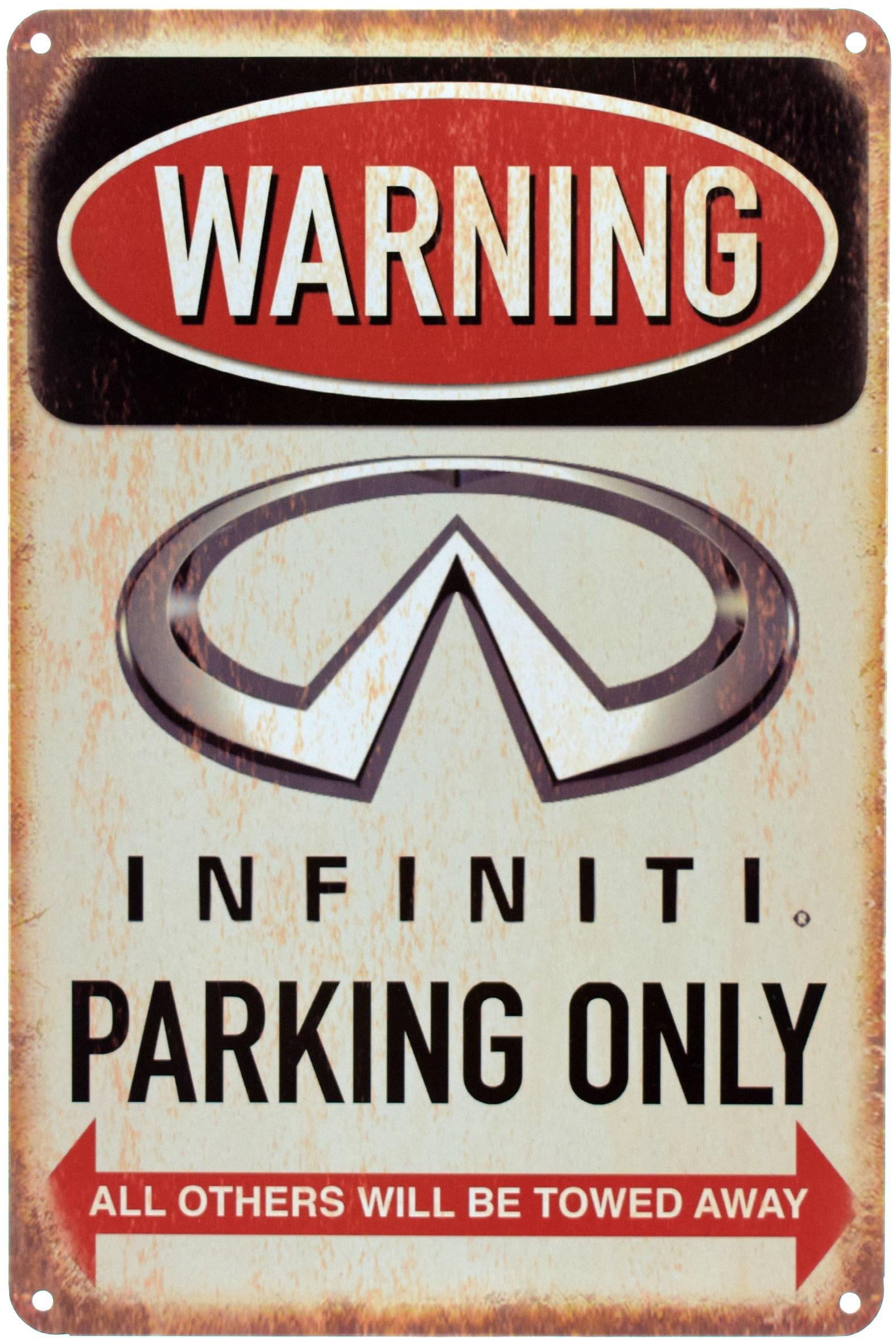 Табличка металлическая Внимание! Парковка Только Для Инфинити/Warning! Infiniti Parking Only 20x30 см