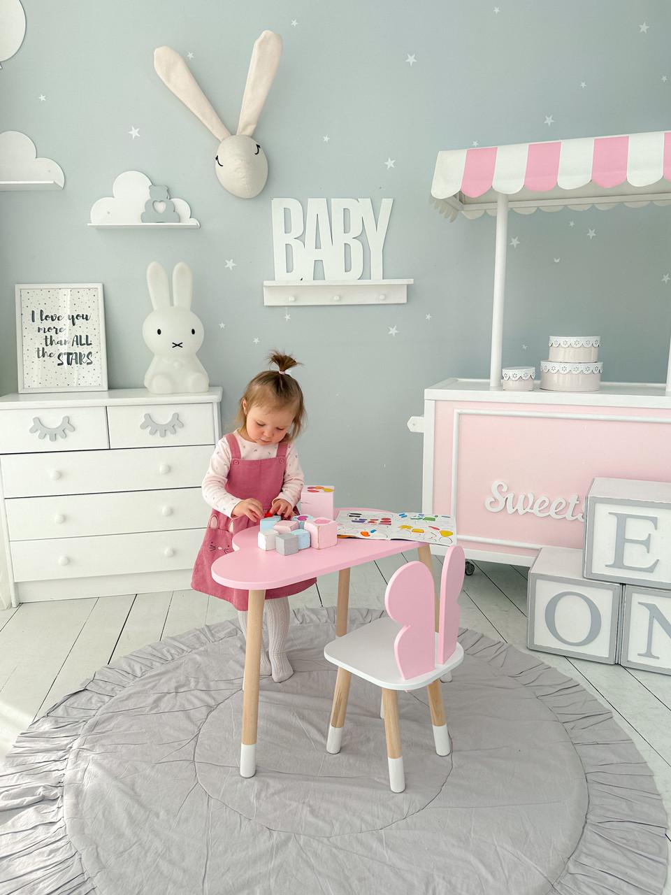 Комплект дитячих меблів Метелик столик та стілець Рожевий (П4К-bg-42520)