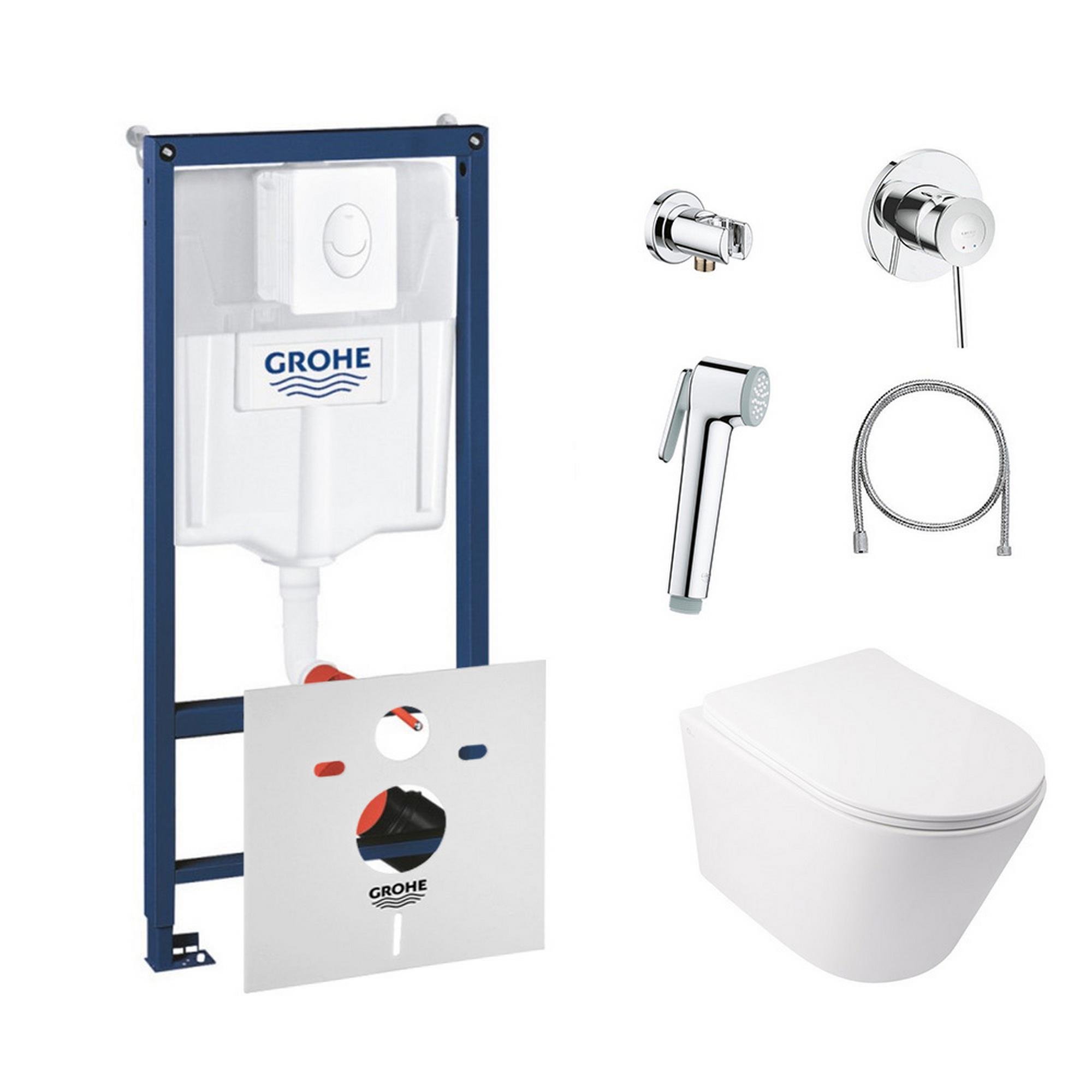 Комплект инсталляции Grohe Rapid SL 38722001QT16335178W111048 с унитазом и кнопкой Хром (75784)