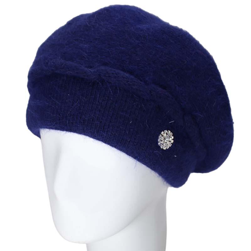 Берет женский Novita Динар ангоровый зимний Синий (118720)