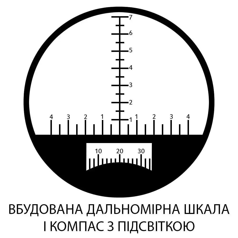 Бінокль Konus Tornado 7x50 вбудований компас з підсвічуванням/дальномірна сітка до 1200 м (241924) - фото 6