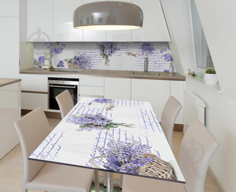 Наклейка 3Д вінілова на стіл Zatarga «Бузок та лаванда» 600х1200 мм для будинків, квартир, столів, кав'ярень. Наклейка 3Д вінілова на стіл Zatarga «Бузок та лаванда» 600х1200 мм для будинків, квартир, столів, кав'ярень.