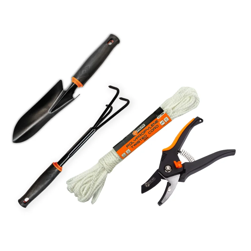 Набір Polax лопатка/культиватор міні/секатор 200 мм/шнур поліпропіленовий (337-003)