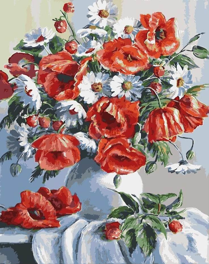 Картина по номерам Brushme Маки и ромашки 40х50 см (GX3812)