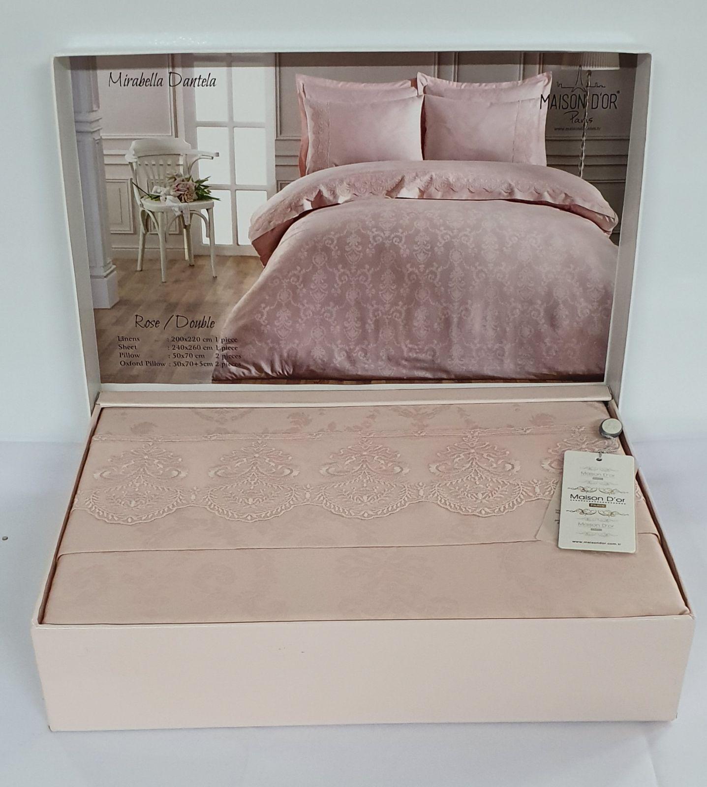 Комплект постельного белья Maison D'or Mirabella Dantella с кружевом 200х220 Rose (CN2366)