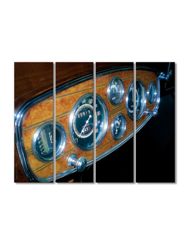 Картина модульная Спидометр старинного автомобиля 4 модуля 70x105 см
