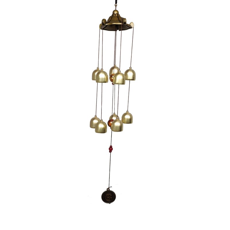 Музыка ветра Ом 10 латунных колокольчиков Желтый (С1228)
