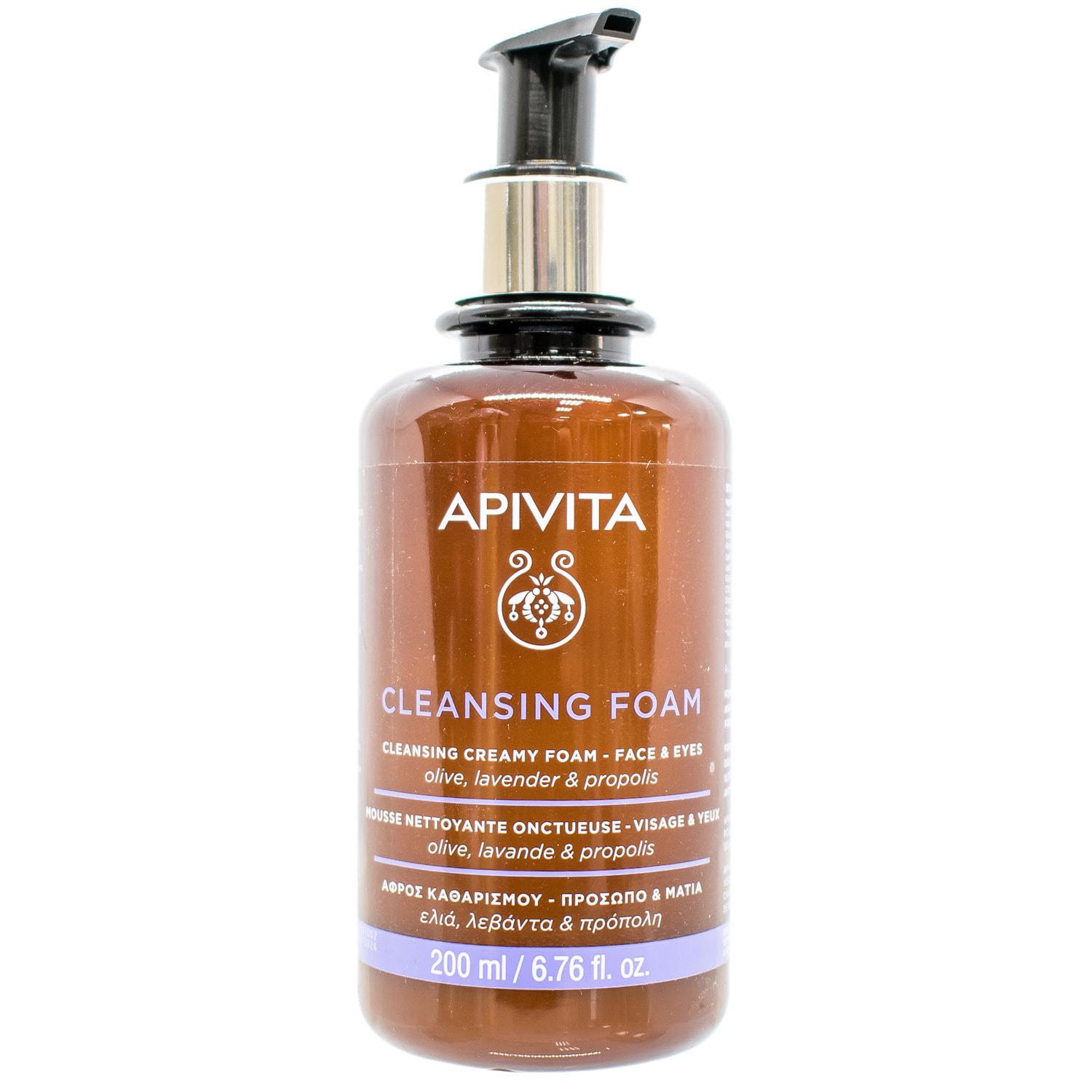 Пенка для лица и глаз очистительная Apivita Cleansing Foam Cleanser Face And Eye с масляной и лавандой кремовая 200 мл (1982176301)