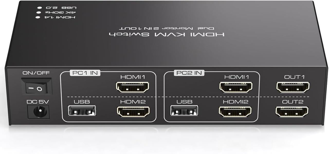 Мониторы HDMI KVM-переключатель 4K@30 Гц USB2.0 2 монитора 2 компьютера