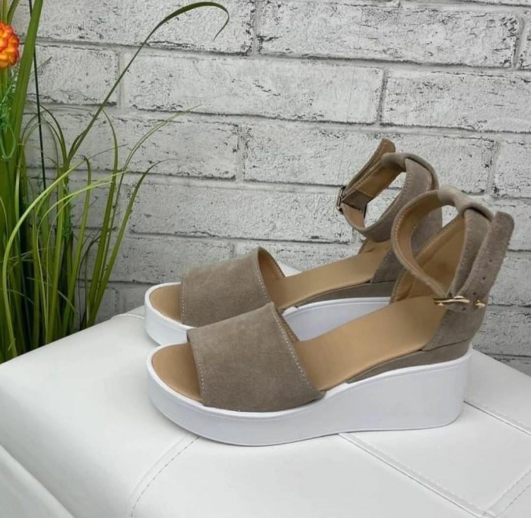 Босоножки женские на танкетке замш р. 36/23,5 см - фото 7