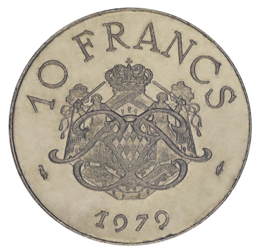 Коллекционная монета Монако 10 франков 1979 года F-VF (М20431)