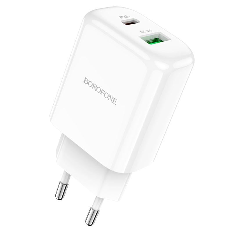 Зарядний мереживний пристрій універсальний Borofone BN4 PD20W+QC3.0 1USB/1Type-C/3A White - фото 2