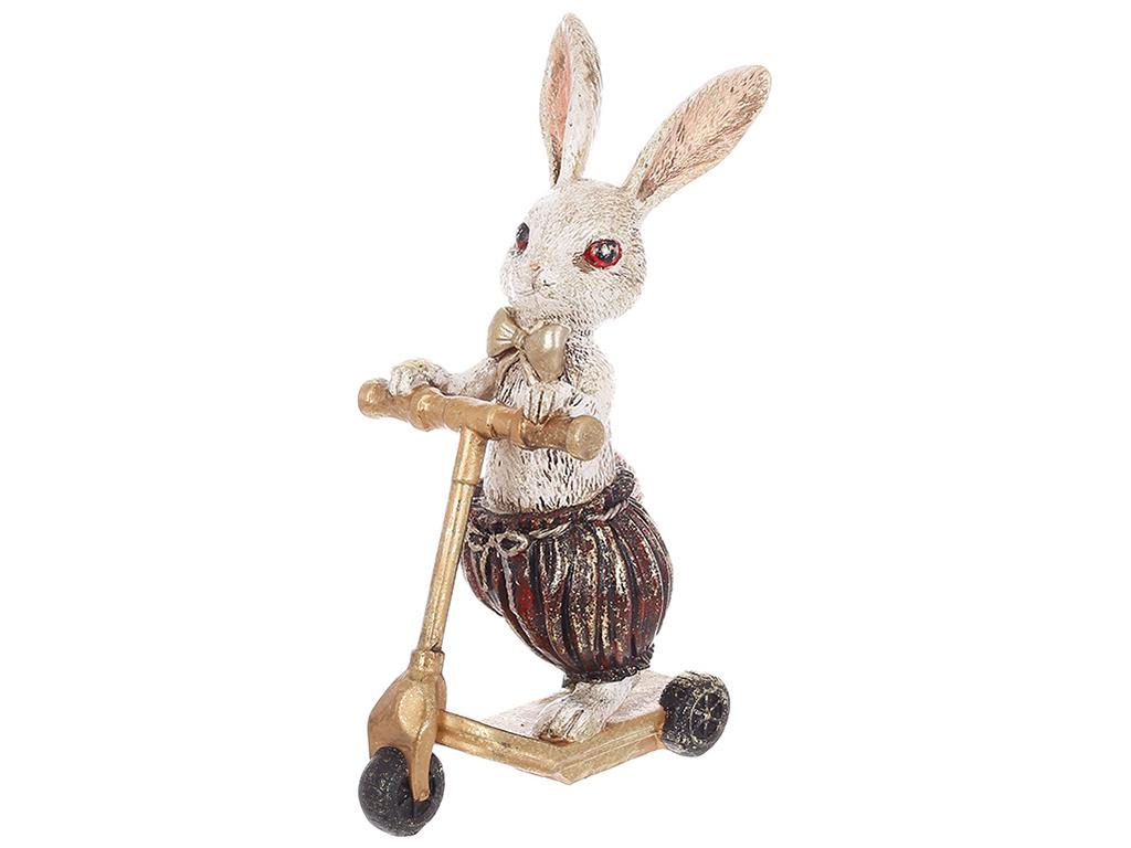 Статуэтка декоративная Кролик-мальчик на самокате 15x9x25 см (BDI-419-311)