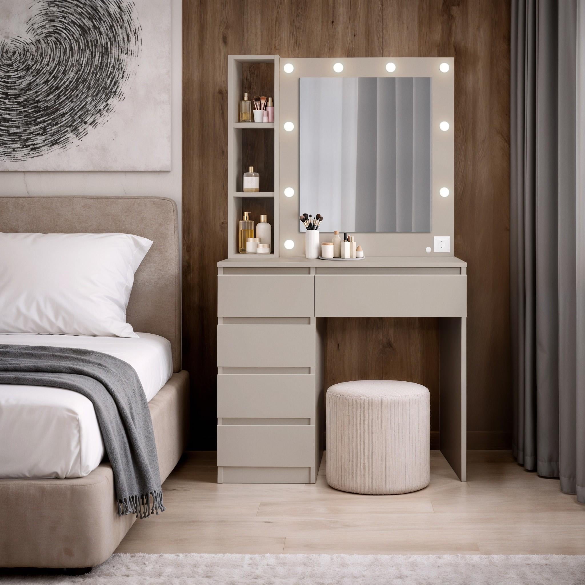 Туалетный столик с лампочками Visage №1 900х500х1600 мм Кашемир