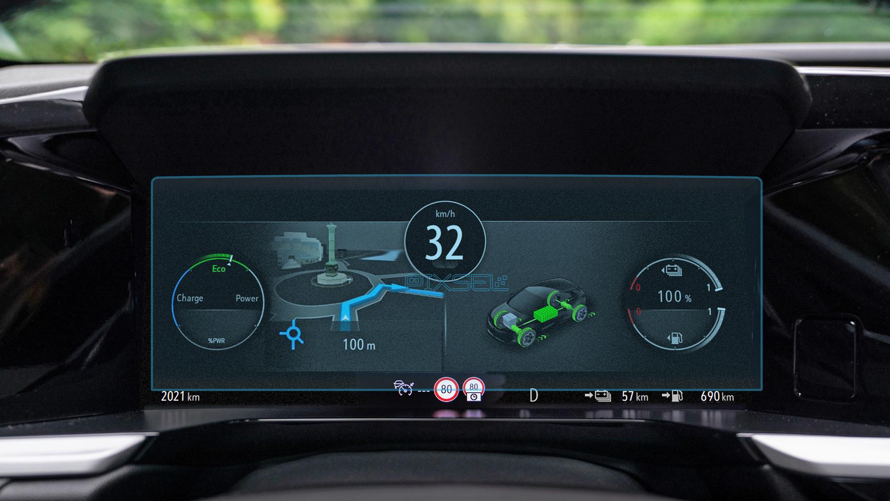 Защитное стекло Pixsel гибридное матовое на панель приборов Opel GRANDLAND 11,8" 2022