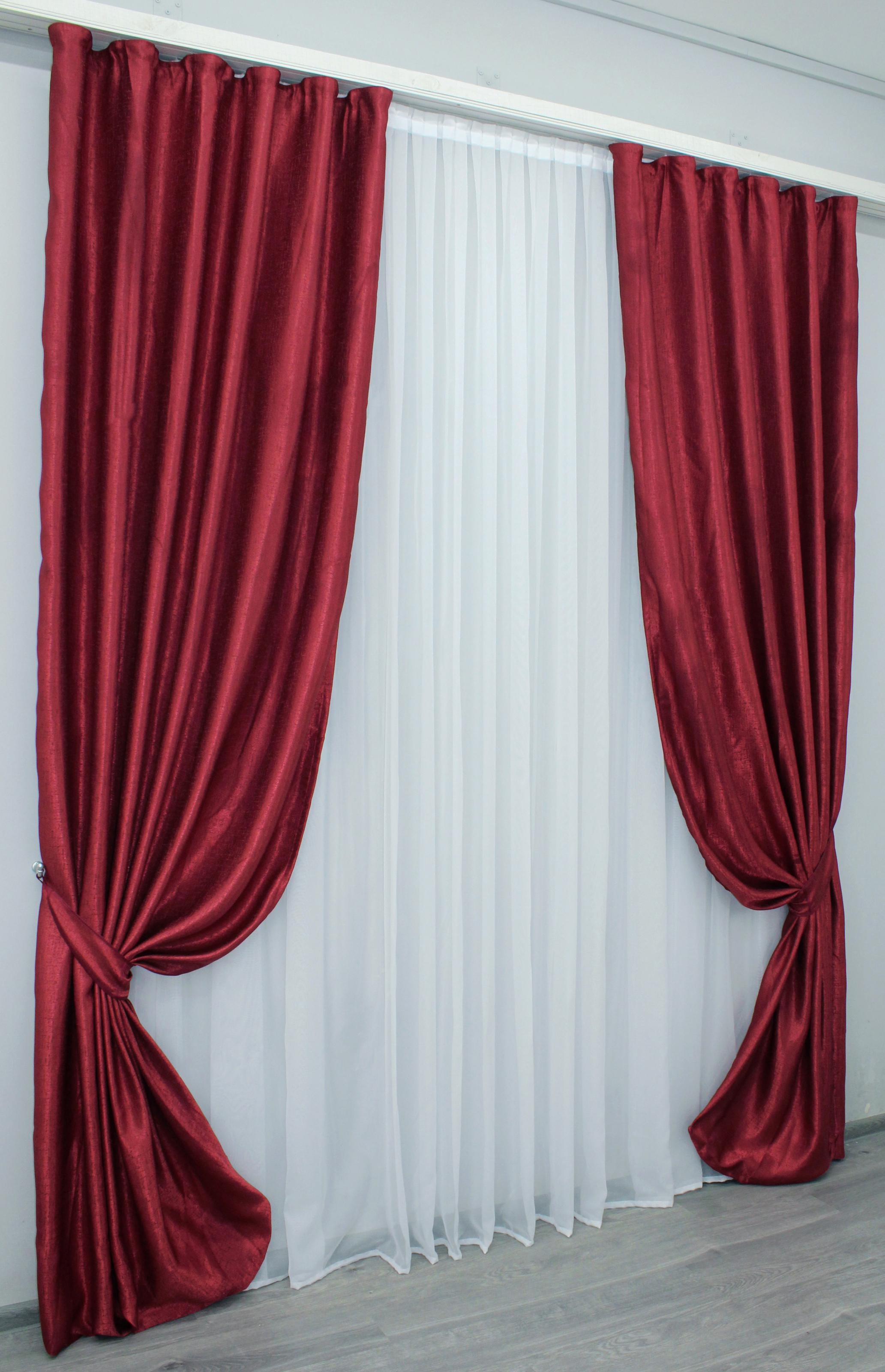 Комплект штор VR-Textil Софт Люкс № 400ш 100х270 см 2 шт. Красный (31-191)