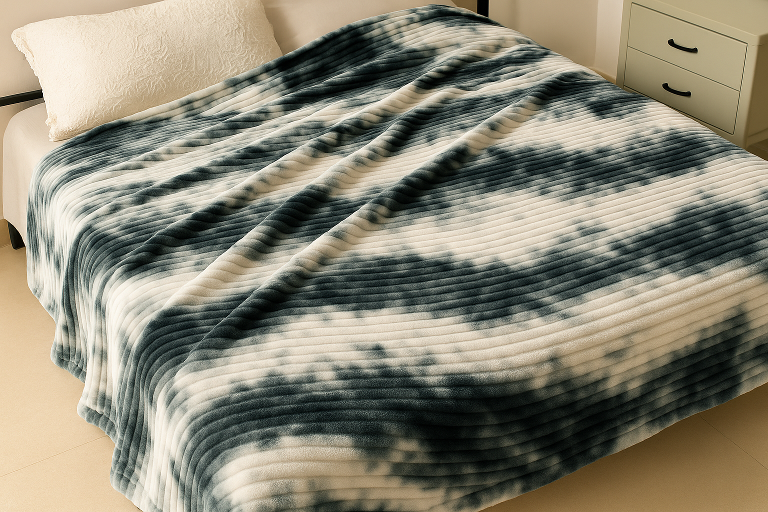 Плед флисовый полуторный Волна 160х210 см Серо-бежевый (F-1-106-80/beige) - фото 2 Плед флисовый полуторный Волна 160х210 см Серо-бежевый (F-1-106-80/beige) - фото 2