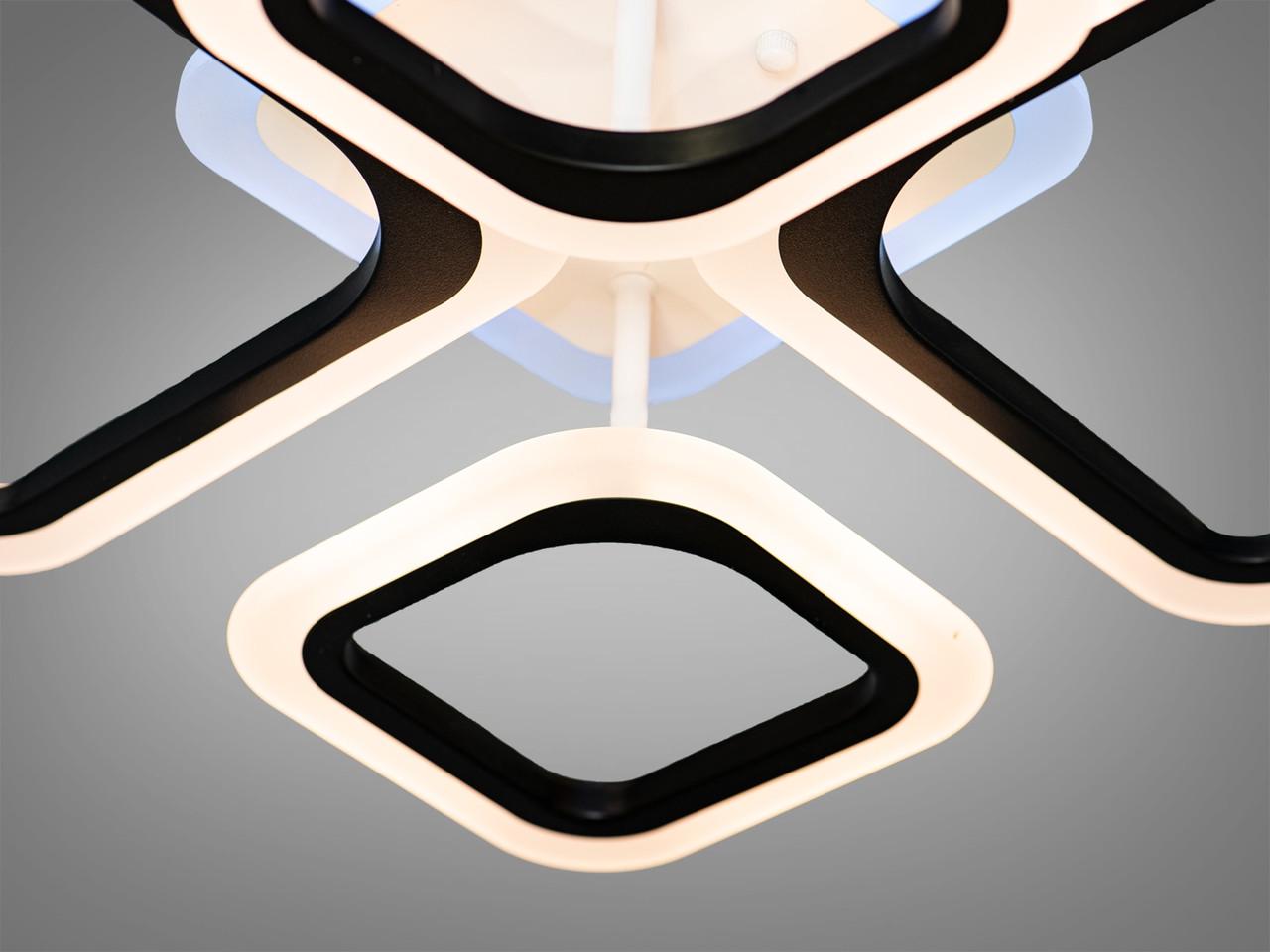 Люстра светодиодная для спальни с диммером/пультом и подсветкой A8060-2+2BK-LS 65W Черный (1506857711) - фото 2