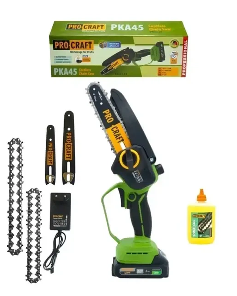 Пила цепная Procraft PKA45 20 В 2 А·час безщеточная шины 6 и 8 дюймов