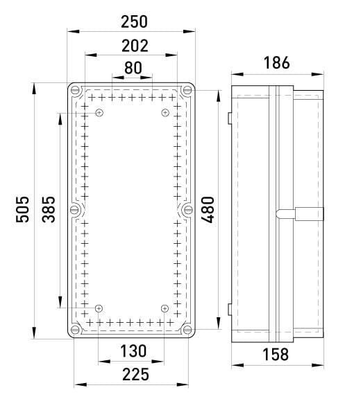 Розподільча коробка E.NEXT Z4 зовнішня 11 герметичних вводів IP55 ПВХ 505х250х186 мм (9401-000) - фото 2