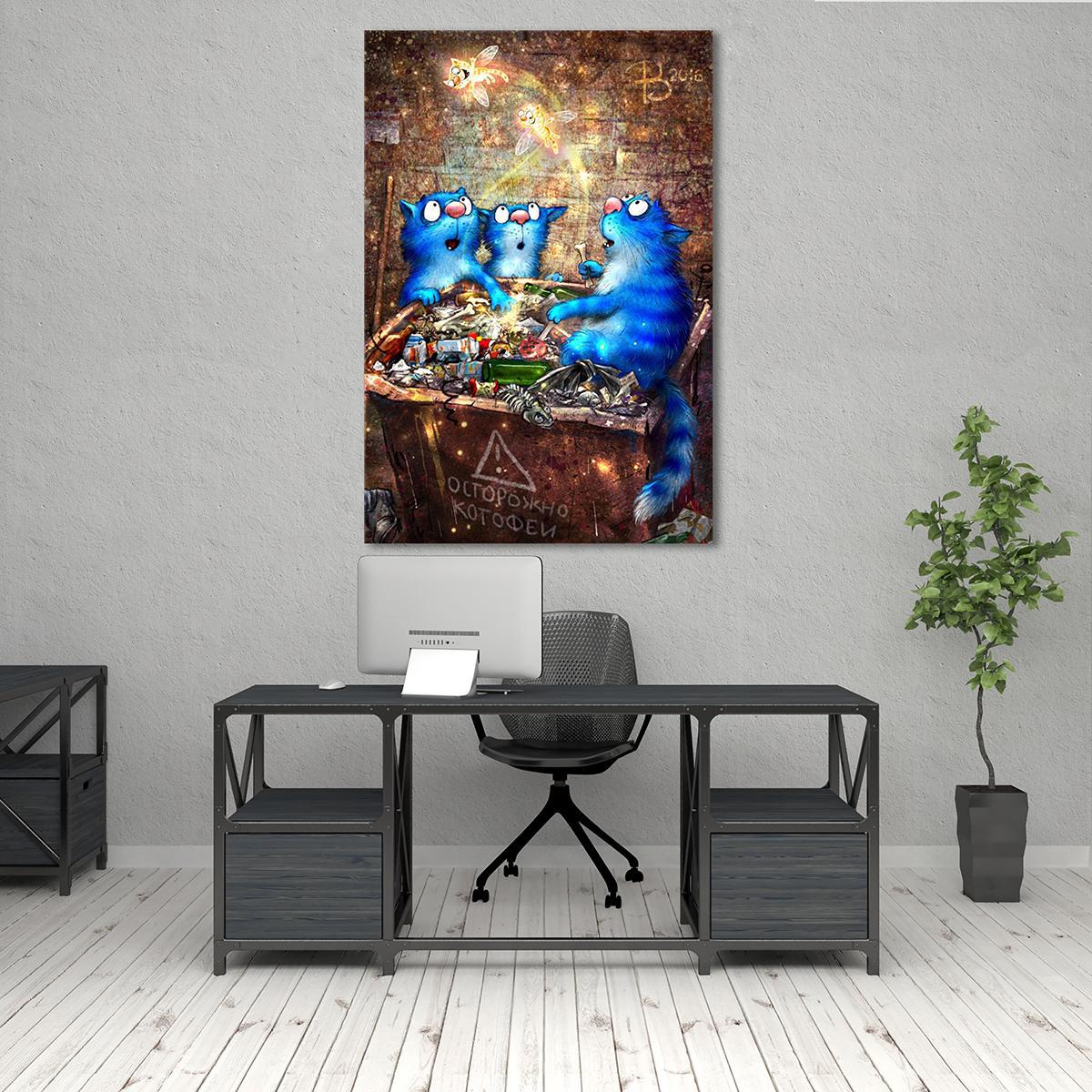 Модульная картина Осторожно котофеи 1 модуль 60x90 см