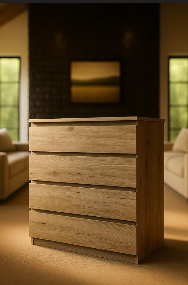 Комод современный Мастер Форм Брайт с ящиками для спальни 900х376х950 мм Дуб крафт серый (201881)