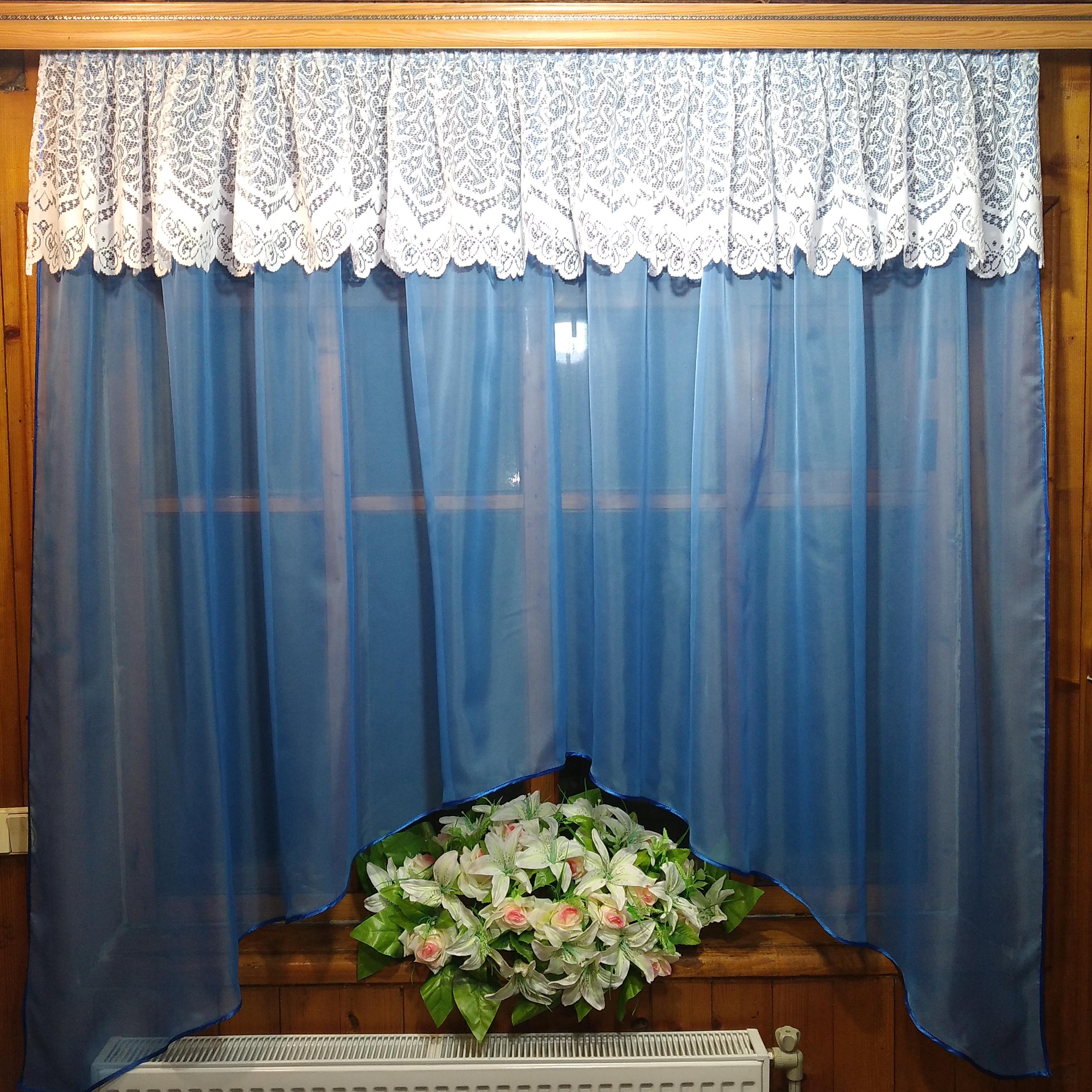 Занавеска кухонная короткая арка Летиция жаккард веточка Синий (1491152087) Занавеска кухонная короткая арка Летиция жаккард веточка Синий (1491152087)