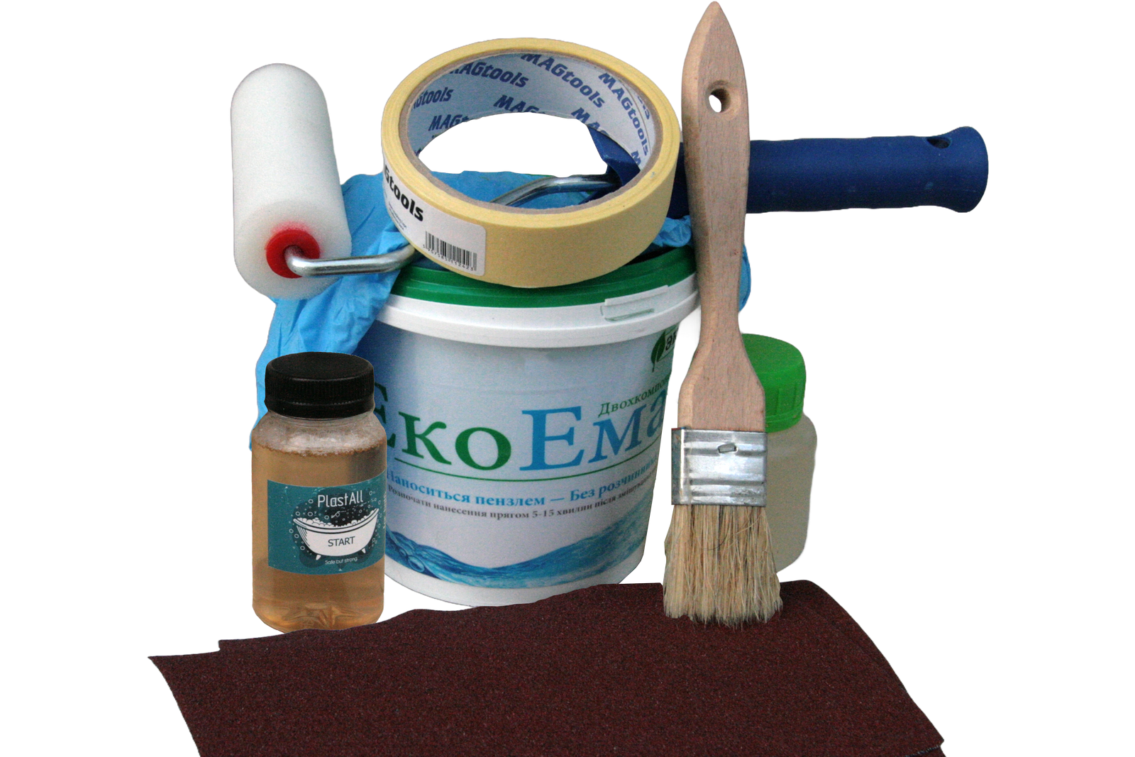 Эмаль с набором для реставрации ванн ЭкоВанна ЭкоЭмалька 1000 г Белый глянец (23915880)