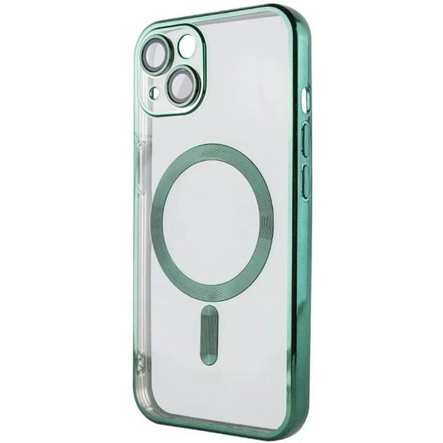 Хромовый чехол TPU Chrome with Magnetic с защитой камеры для Apple iPhone 15 Plus (6.7") с MagSafe Green - фото 2