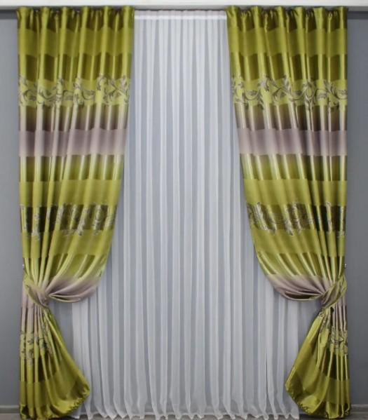 Фотошторы двухсторонние с принтом 1,5х2,7 м 2 шт. Оливковый (1384ш) Фотошторы двухсторонние с принтом 1,5х2,7 м 2 шт. Оливковый (1384ш)