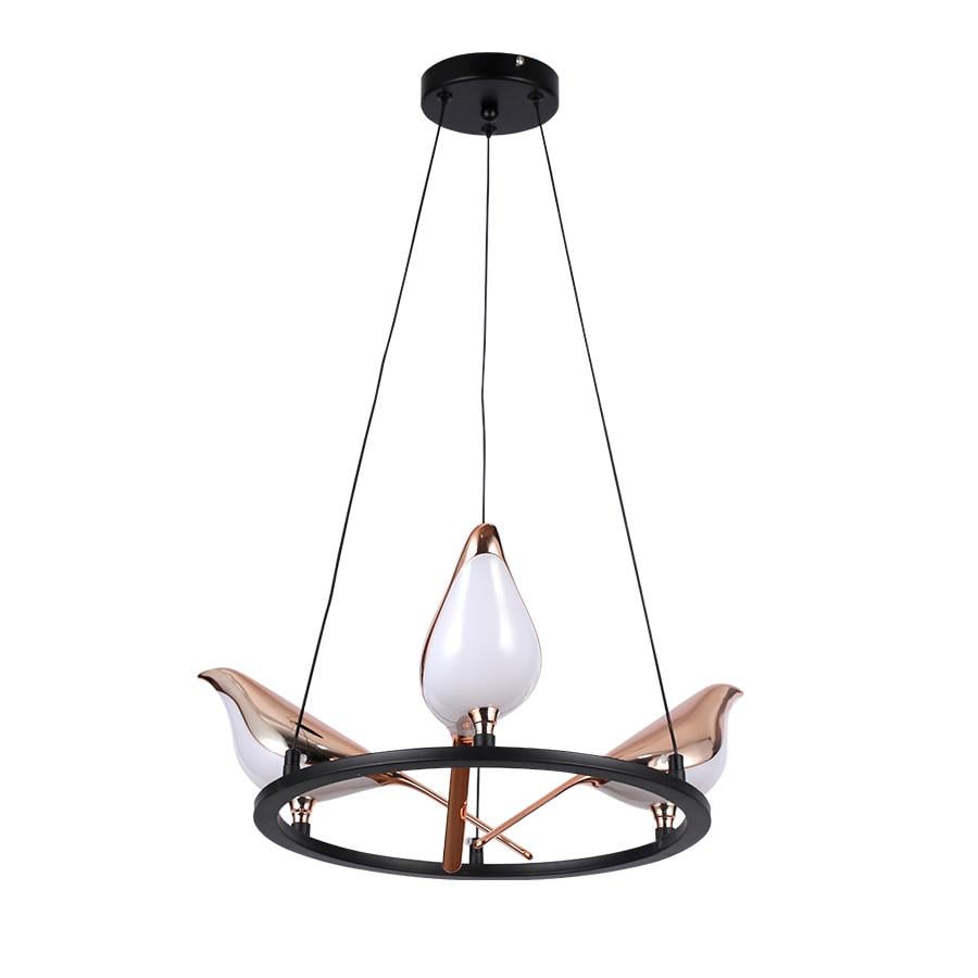 Люстра LED 784V1004-3 BK/FGD 16W в форме птиц Черный/Французское золото