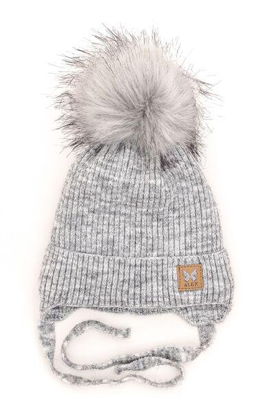 Шапка детская для девочек Бабочка D821 хлопок 42-46 см Светло-серый