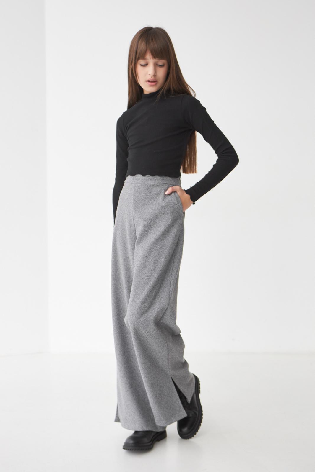 Брюки-палаццо для девочки Valza 3421 кашемировые 146 см Серый - фото 2