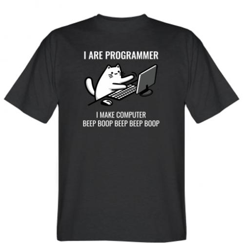 Футболка мужская Кот I are programmer XS Черный (16923552-2-198676-XS)