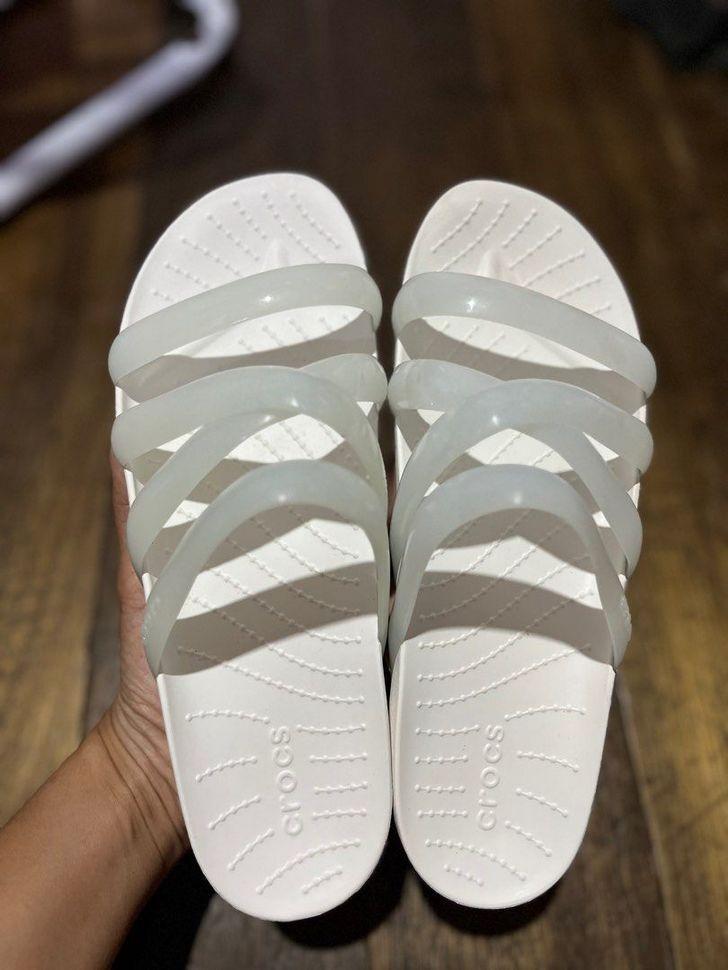 Шльопанці жіночі утеплені Crocs Splash Glossy Strappy Slide р. 37-38 Білий (14817) - фото 2