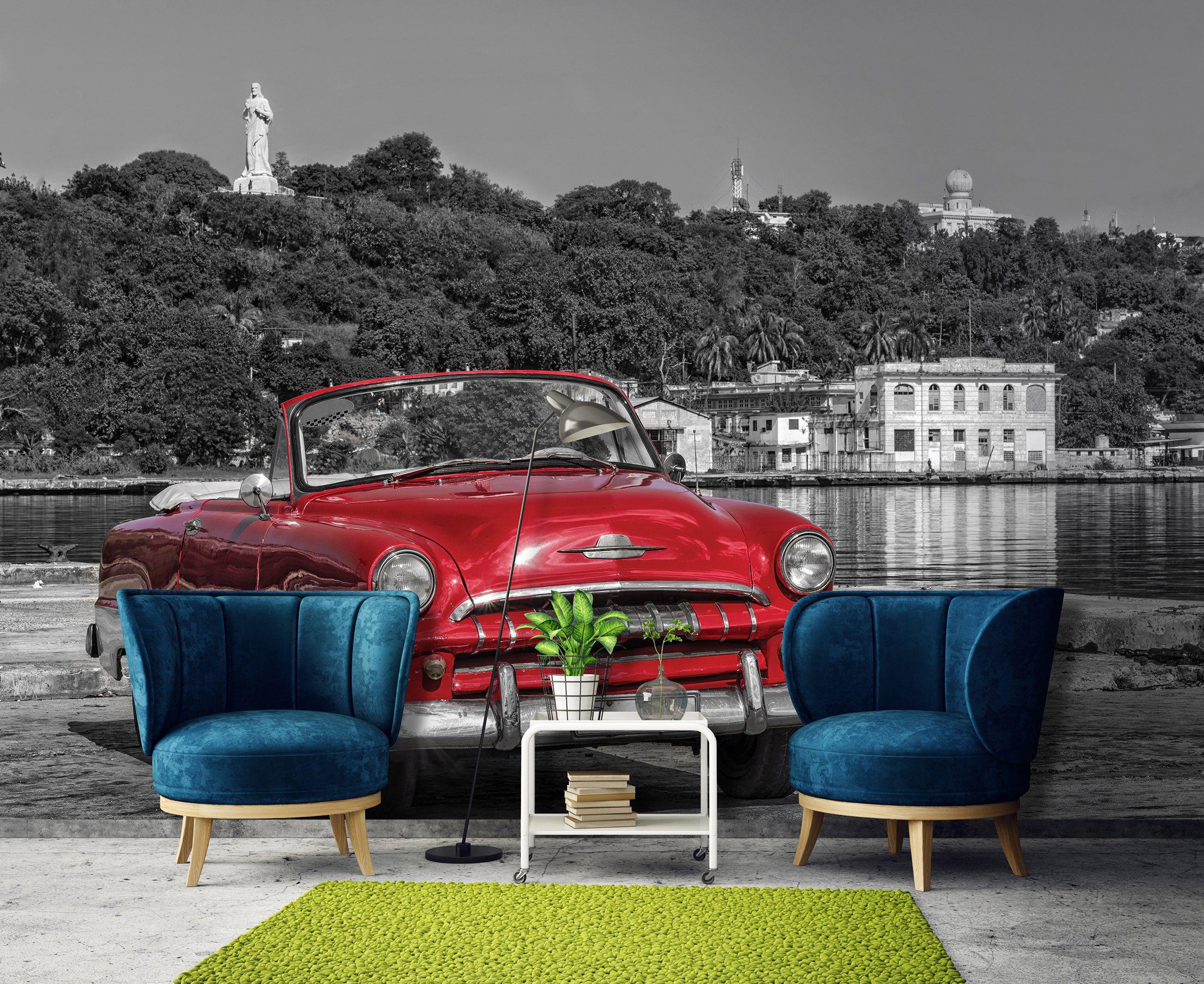 Фотошпалери флізелінові 3d старий червоний автомобіль з клеєм 254x184 см (11859V4) - фото 5 Фотошпалери флізелінові 3d старий червоний автомобіль з клеєм 254x184 см (11859V4) - фото 5