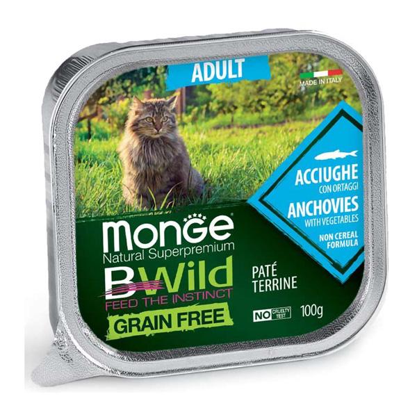 Корм для кошек влажный Monge Cat Wet Bwild Grain Анчоус с овощами 100 г (000025597)