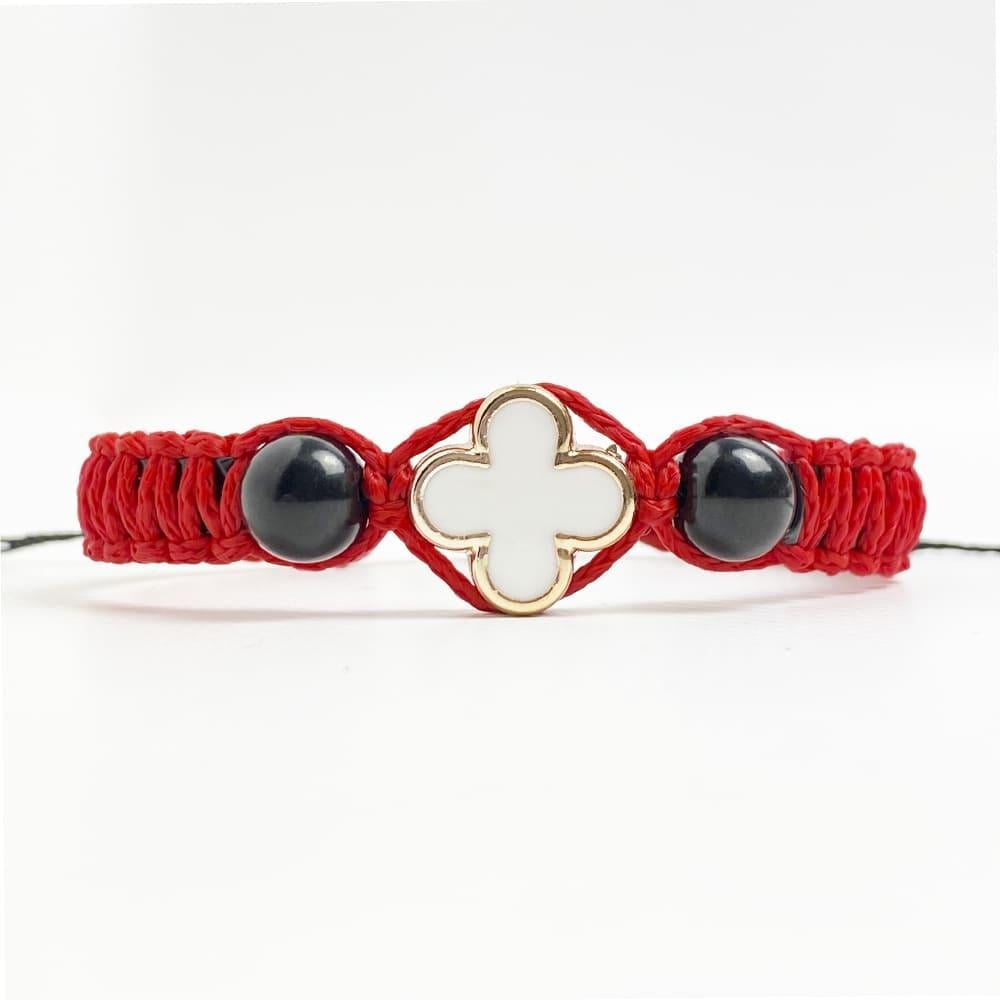 Браслет плетеный с цветным крестиком Белый (9443)