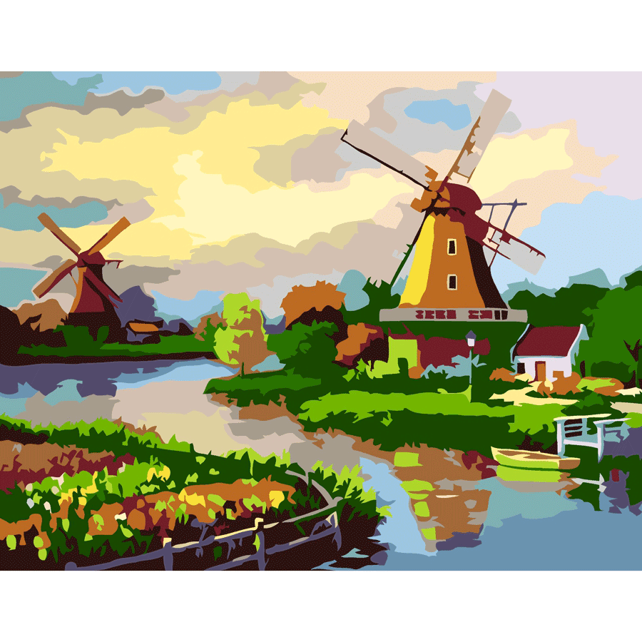 Картина за номерами ROSA Млин біля річки 35х45 см (Az1-4823098518853)