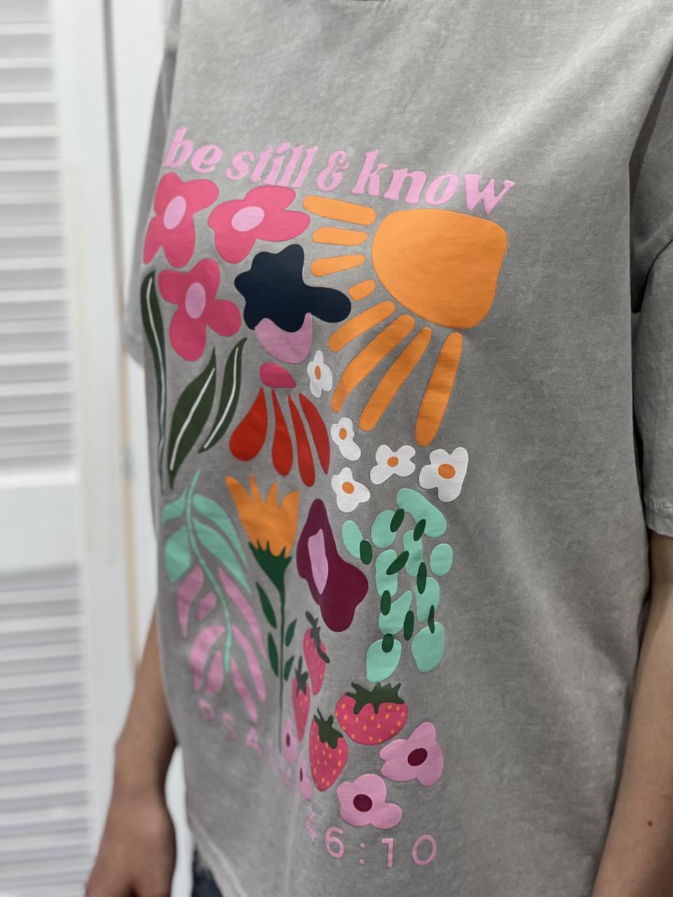 Футболка женская Be Still & Know OS Серый (#25065-10-01) - фото 4