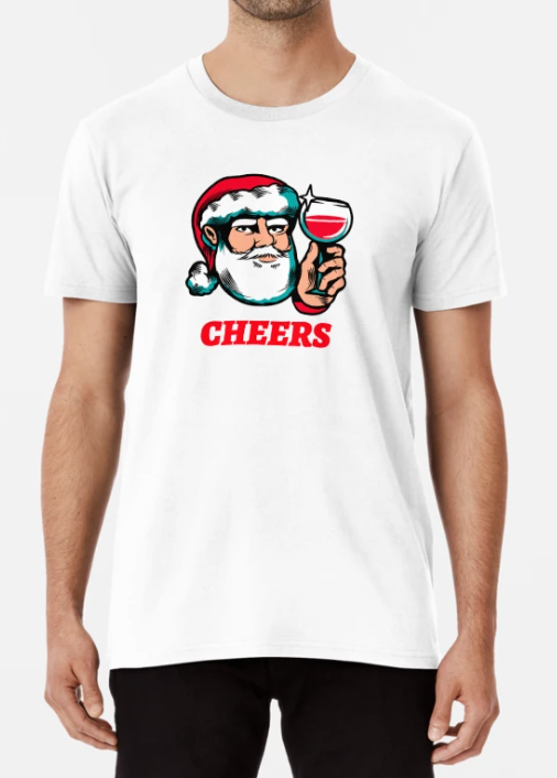 Футболка мужская новогодняя Stedman с принтом Cheers Santa XL Белый (НГ84-10)
