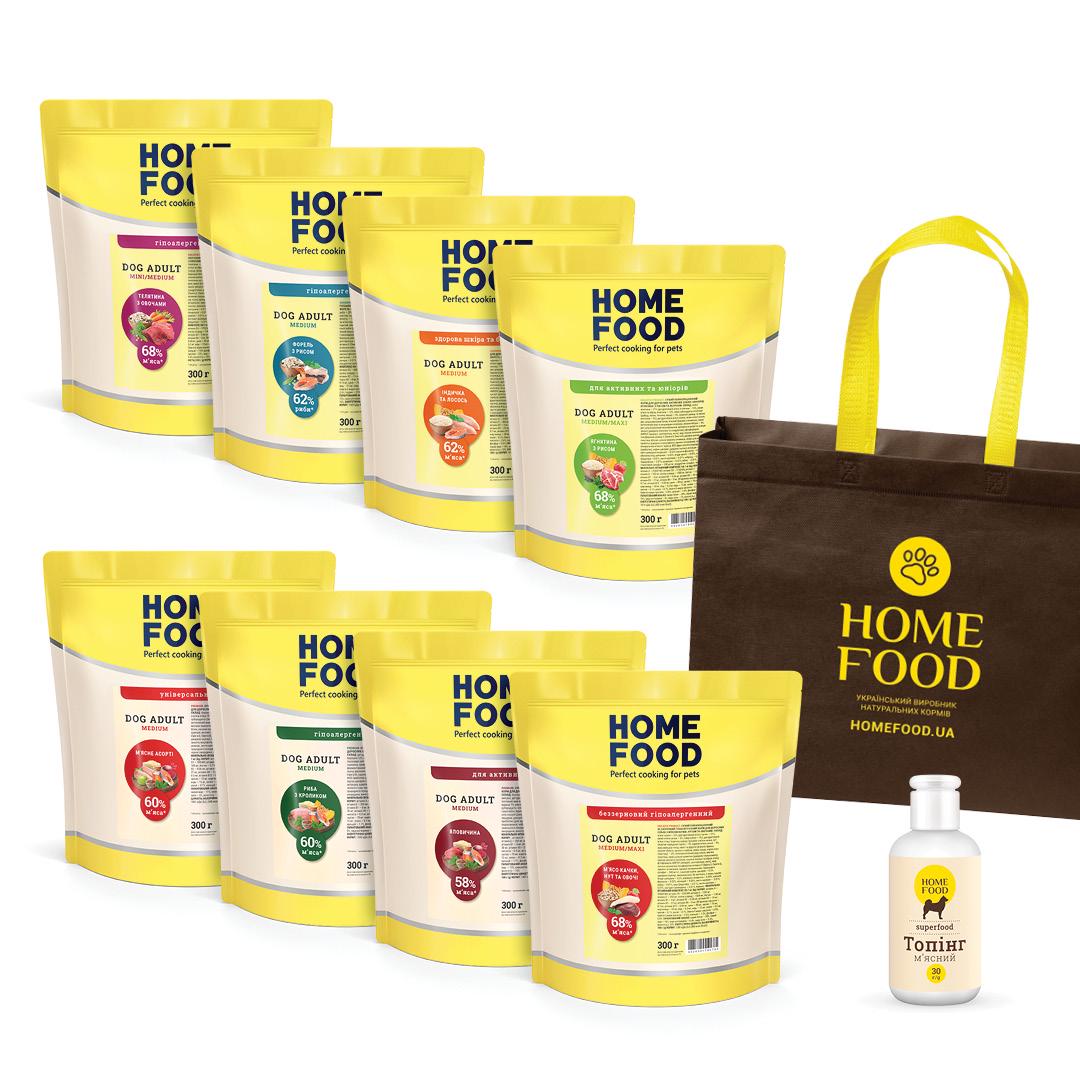 Дегустаційний сет Home Food для дорослих собак середніх та великих порід 8 міні-фасовок по 300 г (1015880)