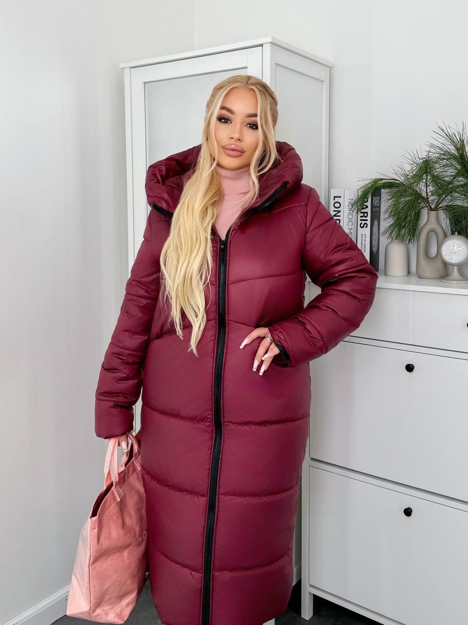 Пуховик жіночий зимовий подовжений до -20°С батал 6XL-7XL Марсала (OV-1099MAR-6XL-7XL) - фото 6
