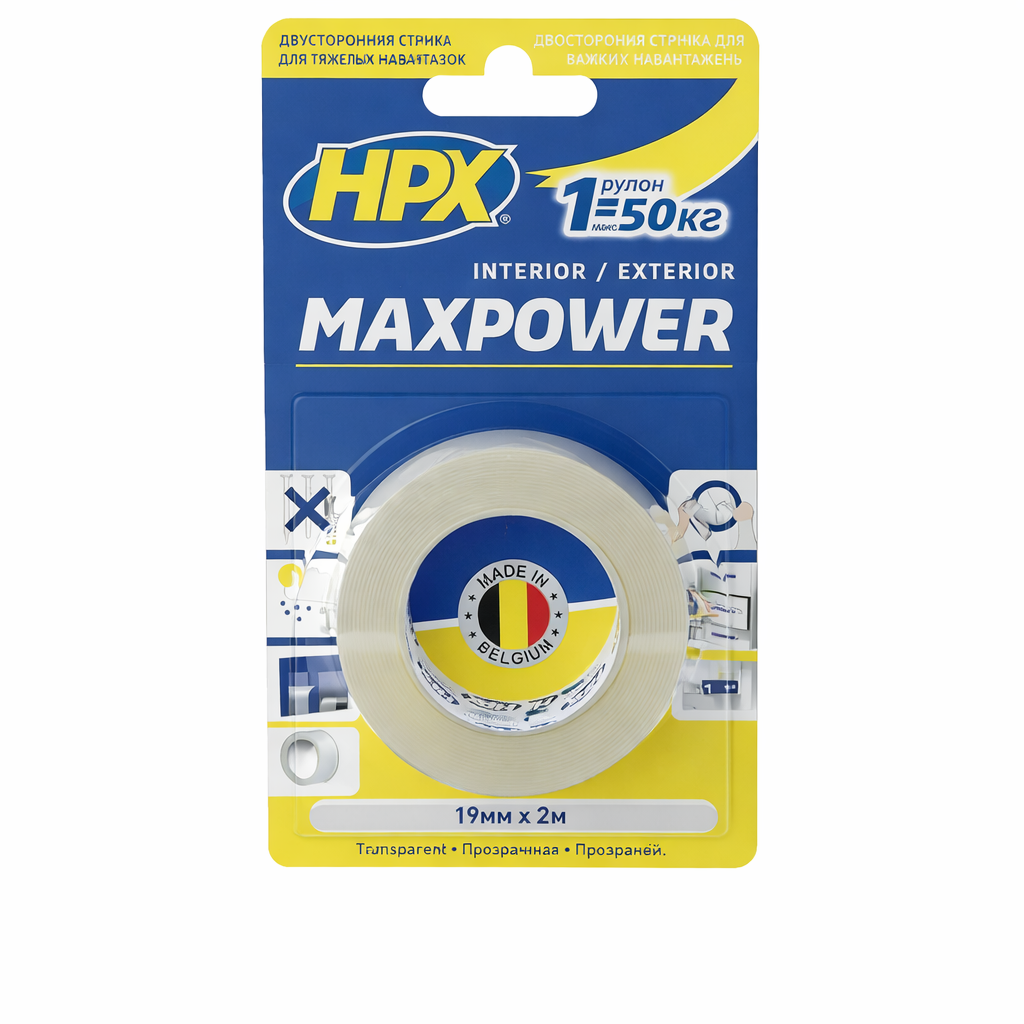 Лента двусторонняя MaxPower HT1905 влагостойкая прозрачная 19 мм/5 м (31980533) Лента двусторонняя MaxPower HT1905 влагостойкая прозрачная 19 мм/5 м (31980533)