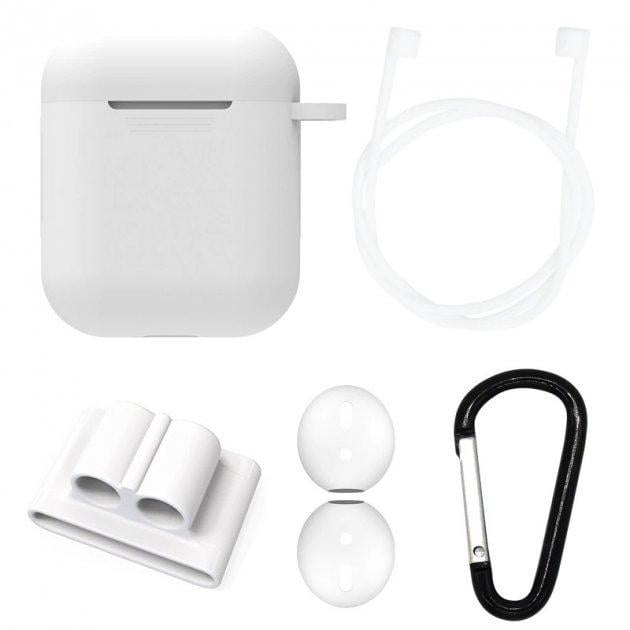 Чохол силіконовий для Apple AirPods/AirPods 2 DS Case 5в1 White (HbP88766525) - фото 1