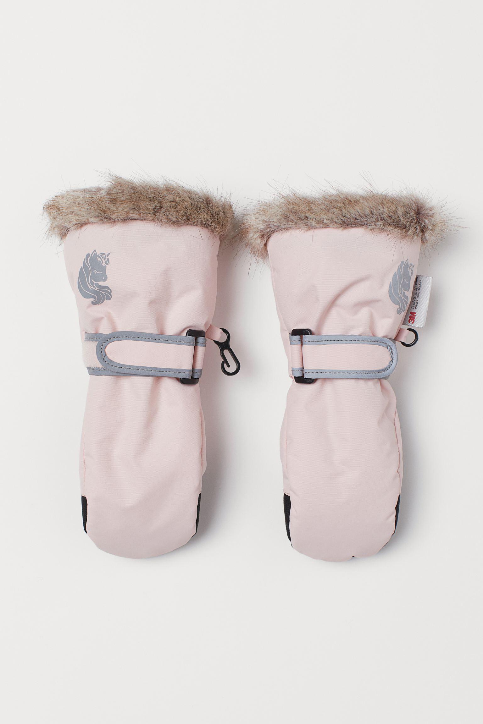 Варежки H&M 122-128 см Розово-черный (3087399640)