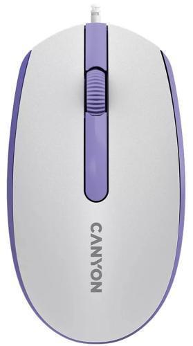 Мышь Canyon M-10 USB оптическая 1000 dpi 3 кнопки (CNE-CMS10WL) белая с фиолетовым